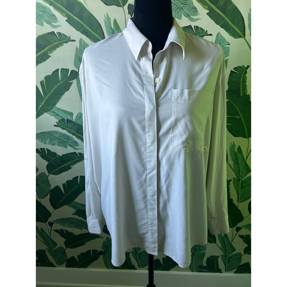 Calvin Klein Jeans Button Down Shirt Women Medium Beige